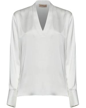 Blanca Vita V-Neck Long-Sleeve Blouse - White