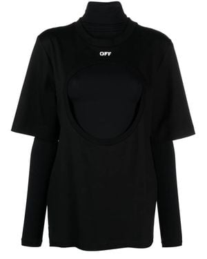 Off-White c/o Virgil Abloh Meteor Double-Layer Cotton T-Shirt - Black