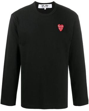 COMME DES GARÇONS PLAY Embroidered Two Heart T-Shirt - Black