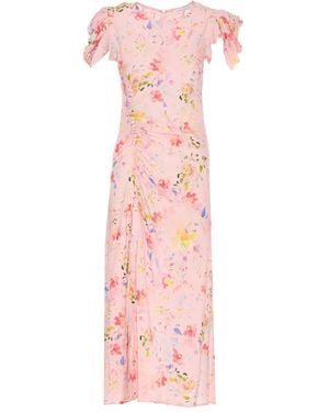 Mar De Margaritas Floral-Print Button-Detail Midi Dress - Pink