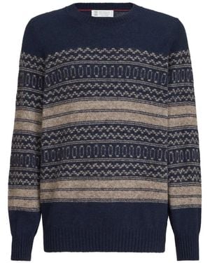 Brunello Cucinelli Nordic Jacquard Jumper - Blue