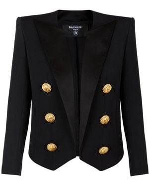 Balmain Spencer 6 bottoni da bordo a bordo in grain de poudre - Nero