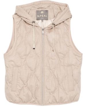 N.Peal Cashmere Padded Hood Gilet - Natural