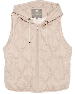 N.Peal Cashmere Padded Hood Gilet - Natural
