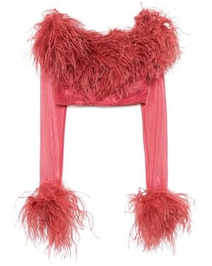 Oséree Lame Plumage Top - Red