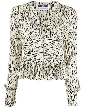 ROTATE BIRGER CHRISTENSEN Long-Sleeved Flared Blouse - Multicolour