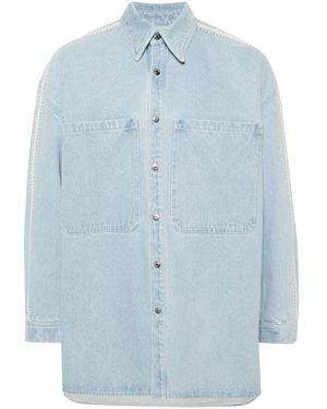 Nanushka Crochet-Detaling Denim Shirt Jacket - Blue
