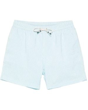 Hartford Seersucker Gestreepte Zwembroek - Blauw