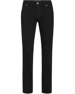 Billionaire Button-Closure Jeans - Black