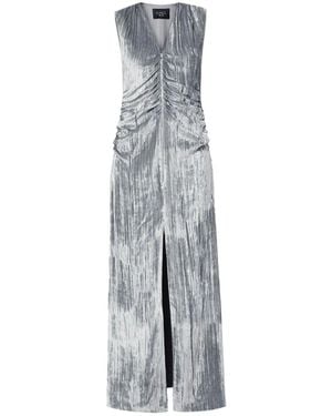A.M.G Zip-Up Velvet Maxi Dress - Grey