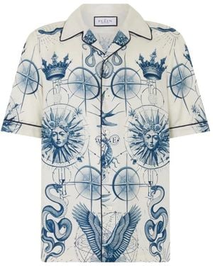 Philipp Plein Printed Silk Shirt - Blue