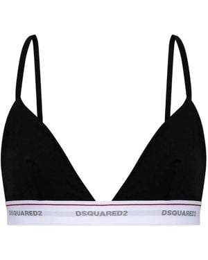 DSquared² Sujetador Triangular Con Banda Del Logo - Negro