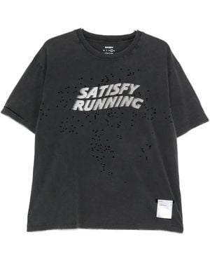 Satisfy Distressed Logo-Print T-Shirt - Black
