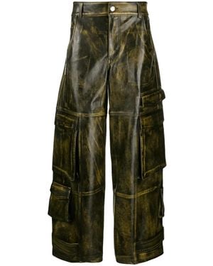 Gcds Rub-Off Ultracargo Leather Pants - Green
