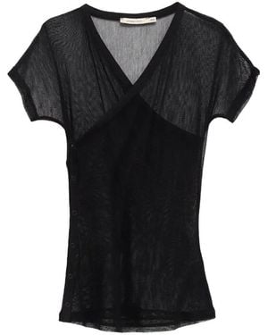 Paloma Wool Olimpia Sheer Wrap-Style T-Shirt - Black