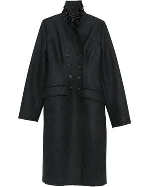 N°21 Bead-Embellished Double-Breasted Coat - Black