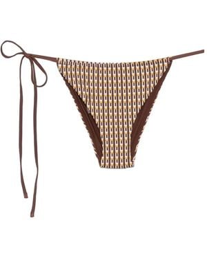 SIR. Geometric-Print Bikini Bottoms - White
