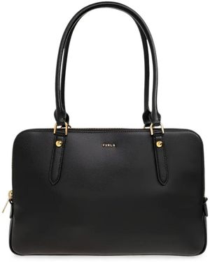 Furla Grained-Leather Tote Bag - Black