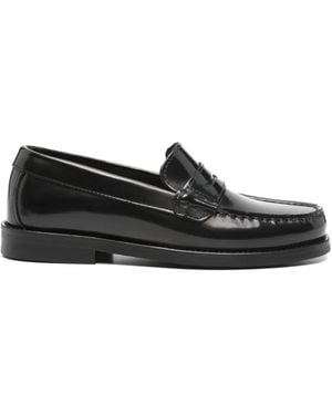 VINNY'S Frankie Leather Penny Loafers - Black