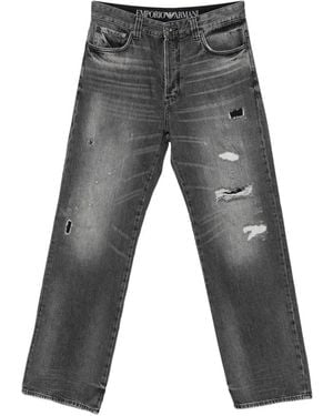 Emporio Armani Distressed Faded-Effect Jeans - Grey