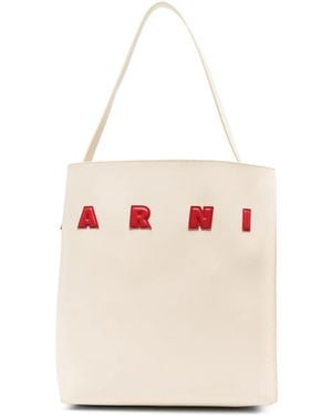 Marni Museo Leren Shopper - Wit