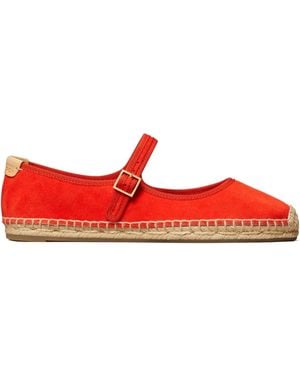 Tory Burch Suede Mary Jane Flats - Red