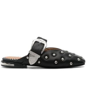 Toga Stud-Embellished Leather Mules - Black