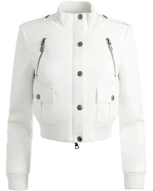 Alice + Olivia Ria Vegan Leather Moto Jacket - White