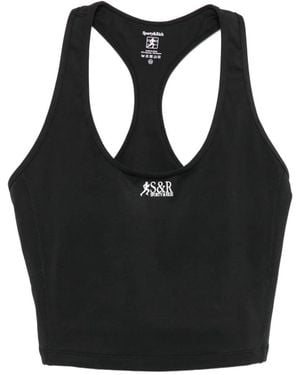 Sporty & Rich Logo-Print Racerback Sports Bra - Black