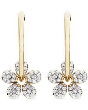 Phillips House Pendientes Forget-Me-Not En Oro Amarillo De 14 Ct Con Diamantes - Blanco