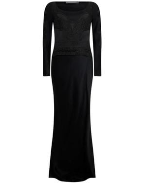 Alberta Ferretti Langärmeliges Maxikleid - Schwarz