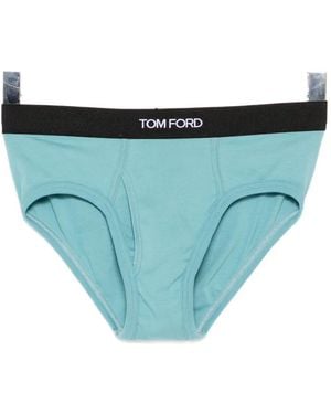 Tom Ford Logo-Waistband Briefs - Blue