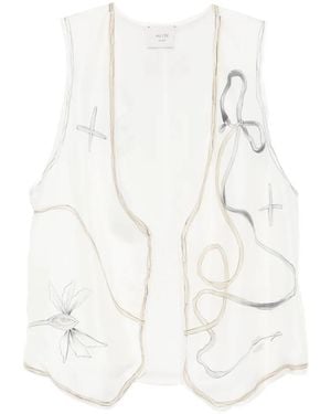 Alysi Floral Sleeveless Vest - White