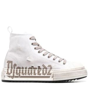 DSquared² Logo-Print High-Top Trainers - White