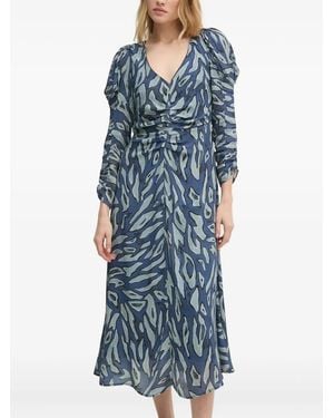 INTROPIA Robe Mi-Longue À Imprimé Abstrait - Bleu