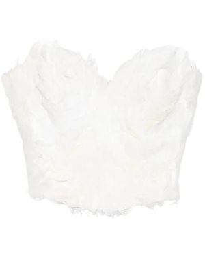 Vestiaire d'un Oiseau Libre Feather-Embellished Corset - White