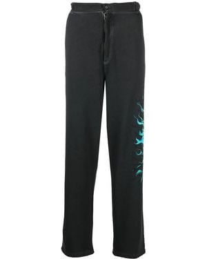 Roberto Cavalli Graphic-Print Straight Trousers - Black