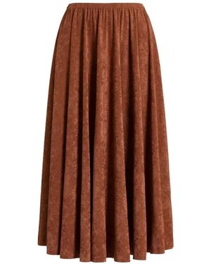Alberta Ferretti Textured Pleated Midi Skirt - Brown