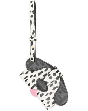 Fendi Best Friends Forever Dog-Head Strap Card Case - White