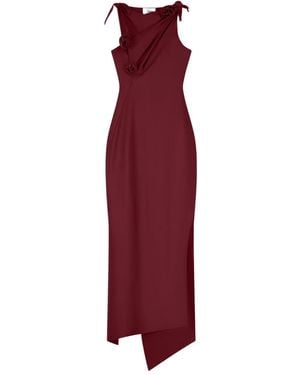 Coperni Flower Embellished Asymmetric Gown - Red