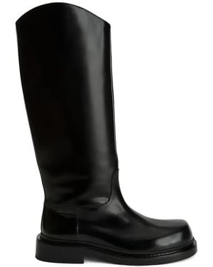 Jil Sander Leather Knee-High Boots - Black