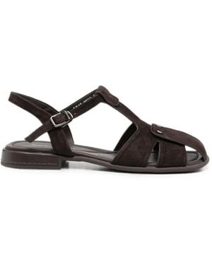 SERGIO MORETTI FIRENZE Suede Buckled Sandals - Black