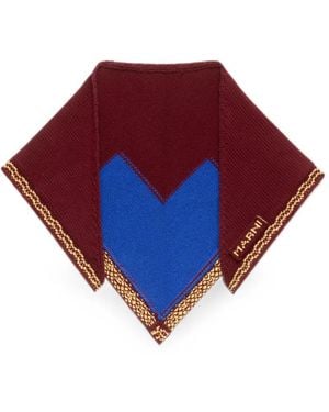 Marni Logo-Intarsia Knitted Bandana Scarf - Red