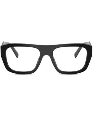 Prada Logo-Plaque Rectangle-Frame Glasses - Black