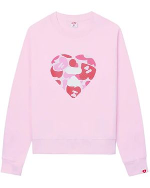 AAPE BY A BATHING AP Heart-Print Sweatshirt - Pink