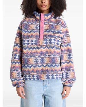 Columbia Helvetia Ii Cropped Sherpa Half-Snap Printed Fleece Sweatshirt - Red