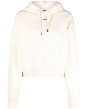 Jacquemus Top Le Hoodie Gros Grain With Logo - White