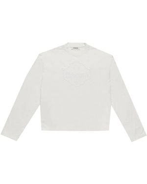 Diomene Camiseta Bordada De Manga Larga - Blanco