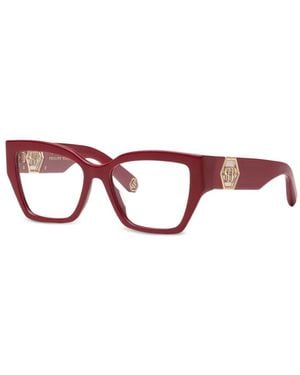Philipp Plein Logo-Plaque Cat-Eye Frame Glasses - Red