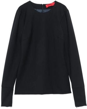 Thelatest Langärmelige Bluse Mit Schlitz - Schwarz